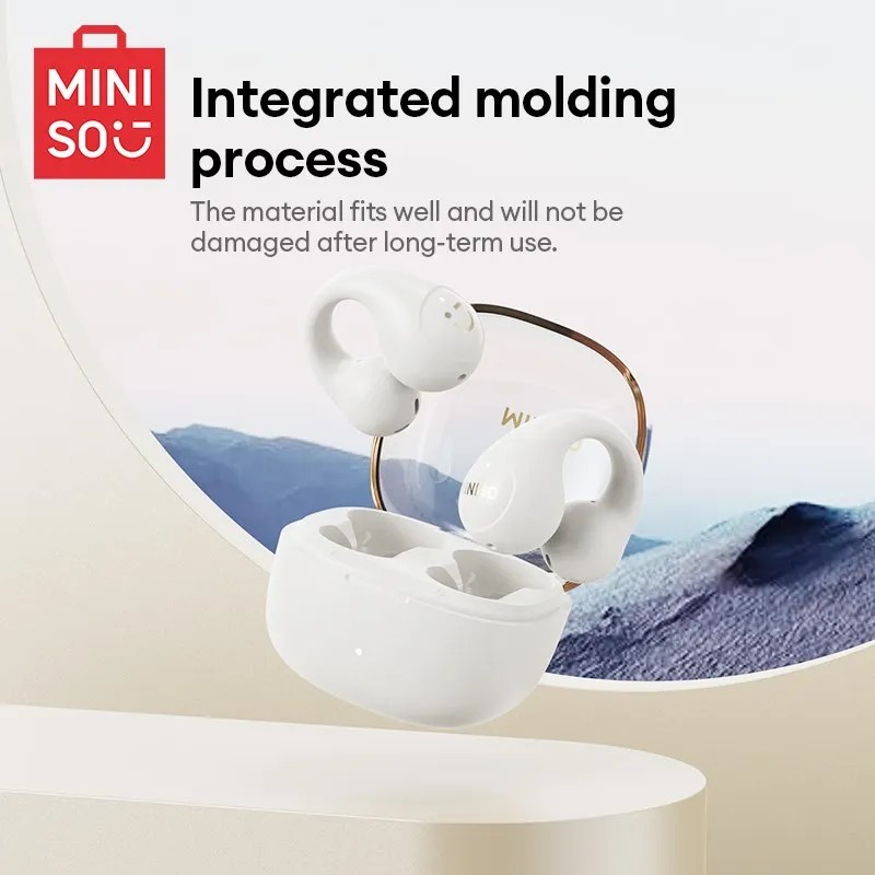 Original MINISO MCT09 Wireless Bluetooth V5.3 Earphones  Touch Control Ear Clip Music Earbuds, Sport Running Headset with Mic