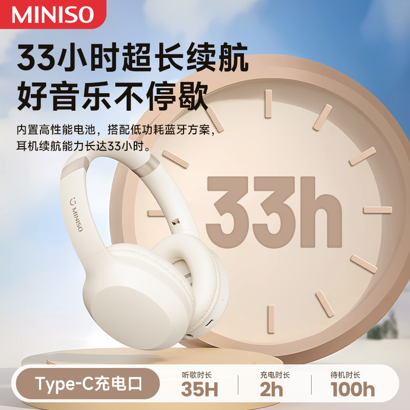 Original MINISO MCD02 Bluetooth V5.3 HIFI Sound Headset  Low Latency, Portable Folding Wireless Headphones, 2023 New