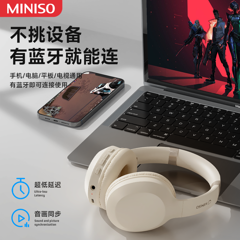 Original MINISO MCD02 Bluetooth V5.3 HIFI Sound Headset  Low Latency, Portable Folding Wireless Headphones, 2023 New