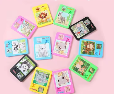 Cartoon Animals Sliding Puzzle 16 Grid Maze Puzzle Small Toys Kindergarten Gift Early Education Picture Recognition Toys