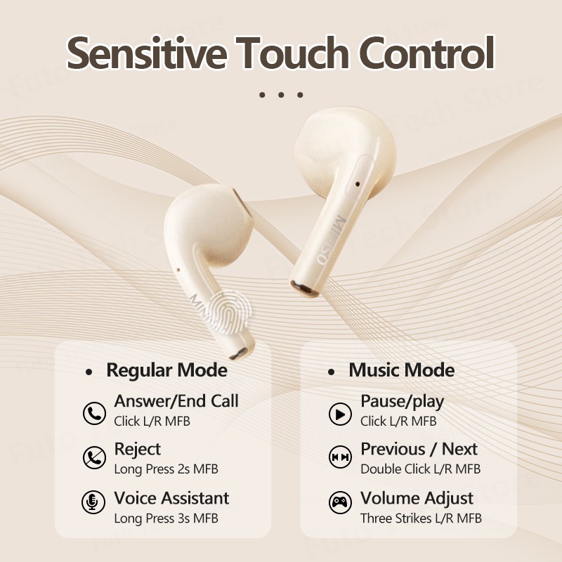 Original MINISO M06 Wireless Bluetooth V5.3 Headset  Stereo Gaming Sports Earphones, Noise Reduction Headphones with Mic