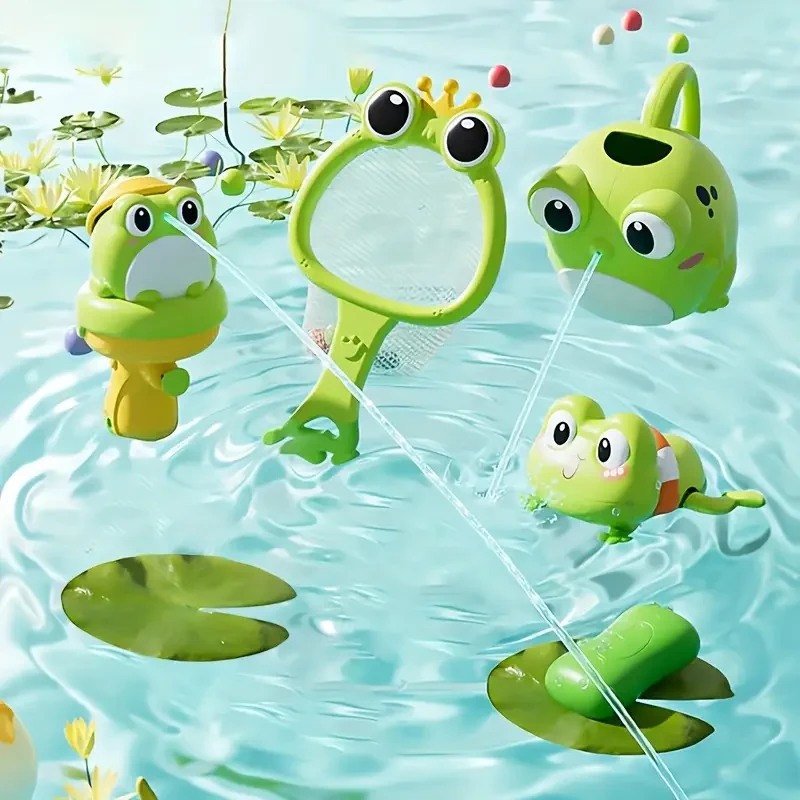 Bath Toy Set Featuring a Frog Design