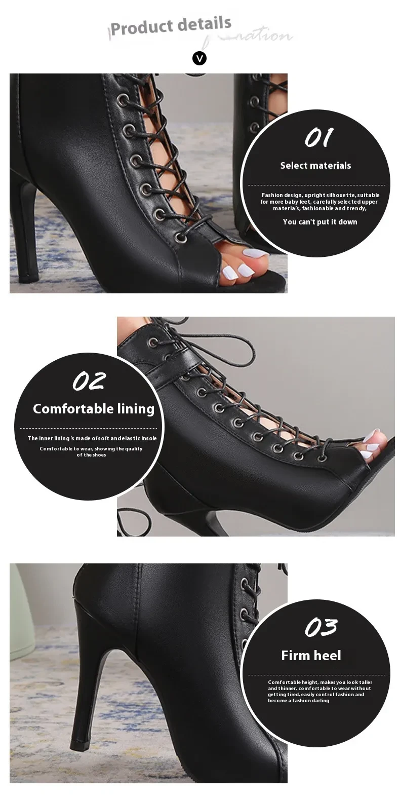 Women's Peep Toe High Heel Pumps Shoes Fashion Lace-up Buckle Sandals With Back Zipper Design