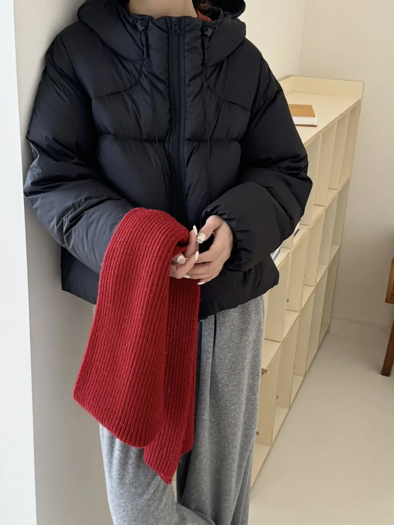 White Duck Down Puff Fluffy Hooded Down Jacket