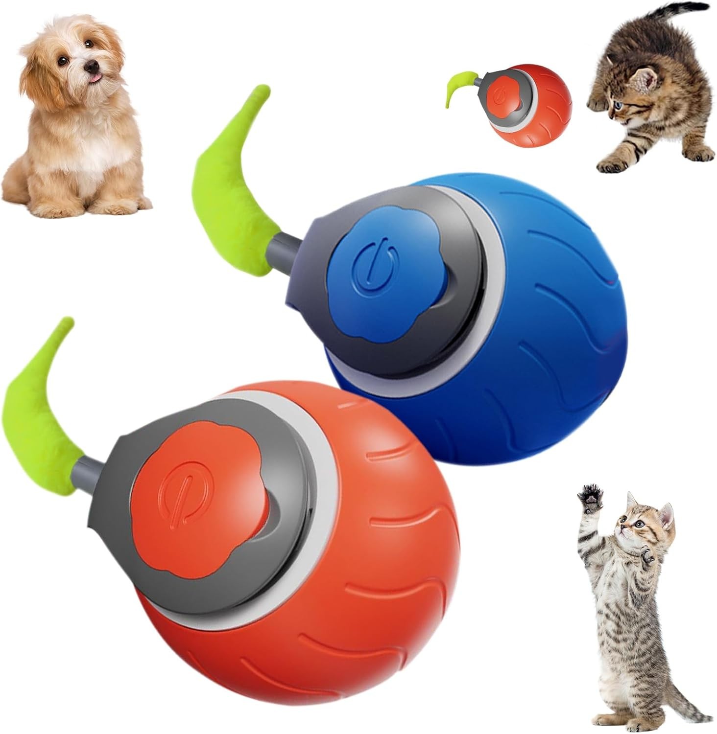 Speedy Tail 2.0 - Interactive Electric Rolling Ball with Teasing Tail Smart Cat Toy for Indoor & Outdoor Fun