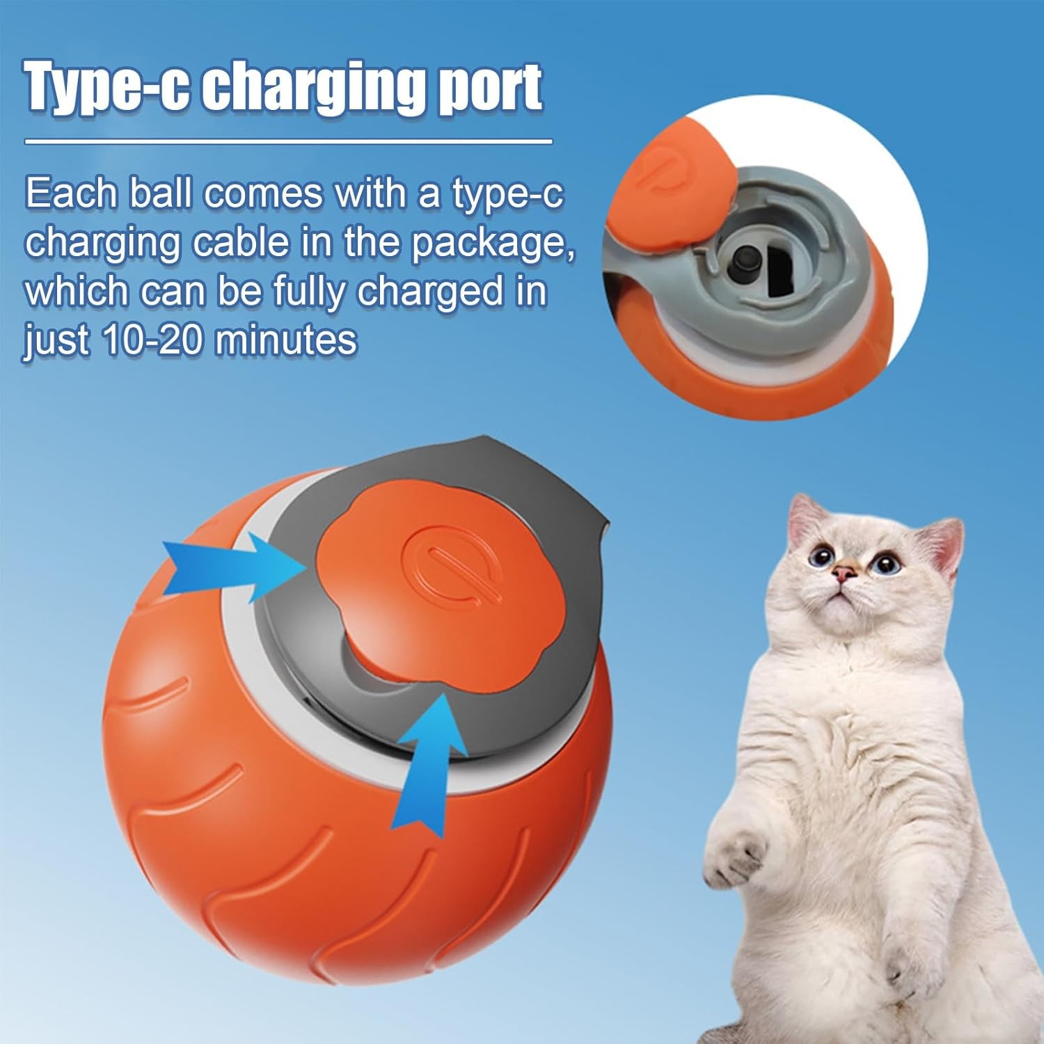 Speedy Tail 2.0 - Interactive Electric Rolling Ball with Teasing Tail Smart Cat Toy for Indoor & Outdoor Fun