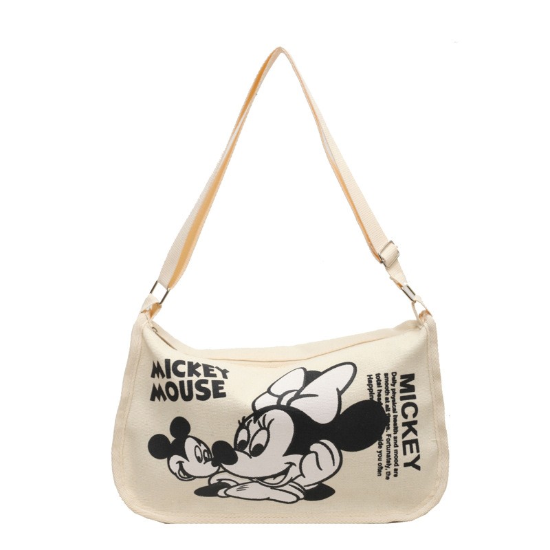 MINISO Snoopy Cartoon Cute Print Canvas Bag  Large Capacity One Shoulder Dumpling Bag, Women's Crossbody Bag