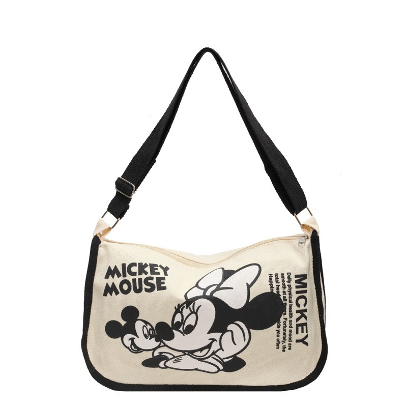 MINISO Snoopy Cartoon Cute Print Canvas Bag  Large Capacity One Shoulder Dumpling Bag, Women's Crossbody Bag