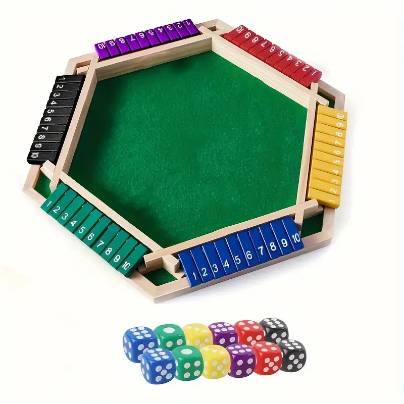 Shut The Box 6-Player Game Set with Extra Dice