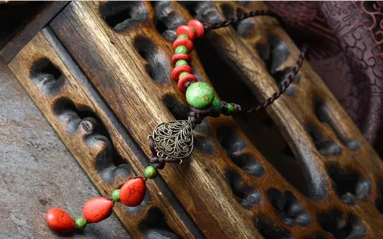 Handwoven cedar pendant accessories sweater chain