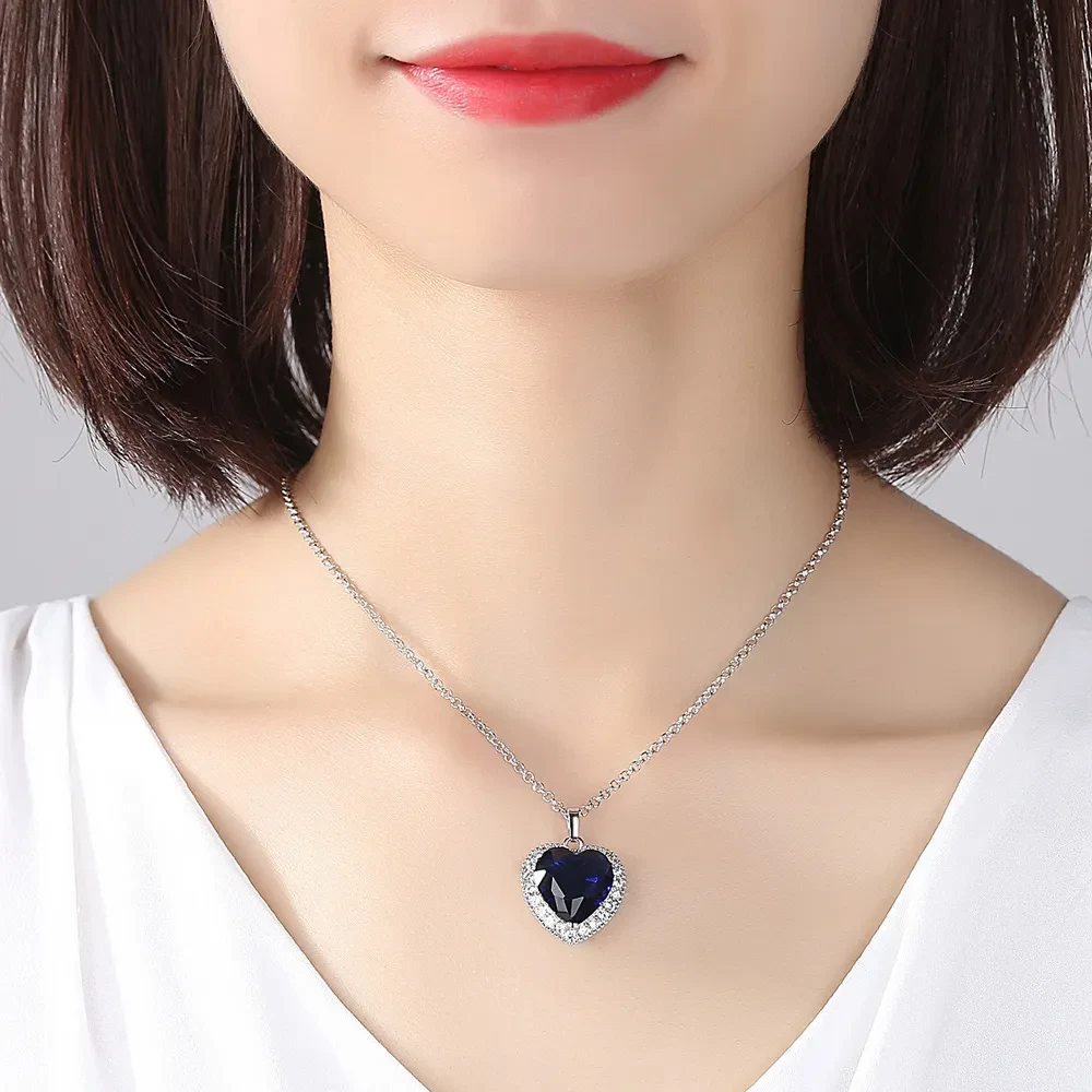 Classic Titanic Ocean Heart Pendant Necklace