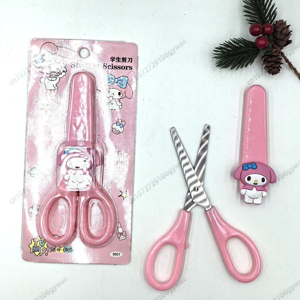 MINISO Cartoon Sanrio Kuromi Scissors  Cinnamoroll Melody Cute Kid Safety Shears for Stationery and Student Supplies