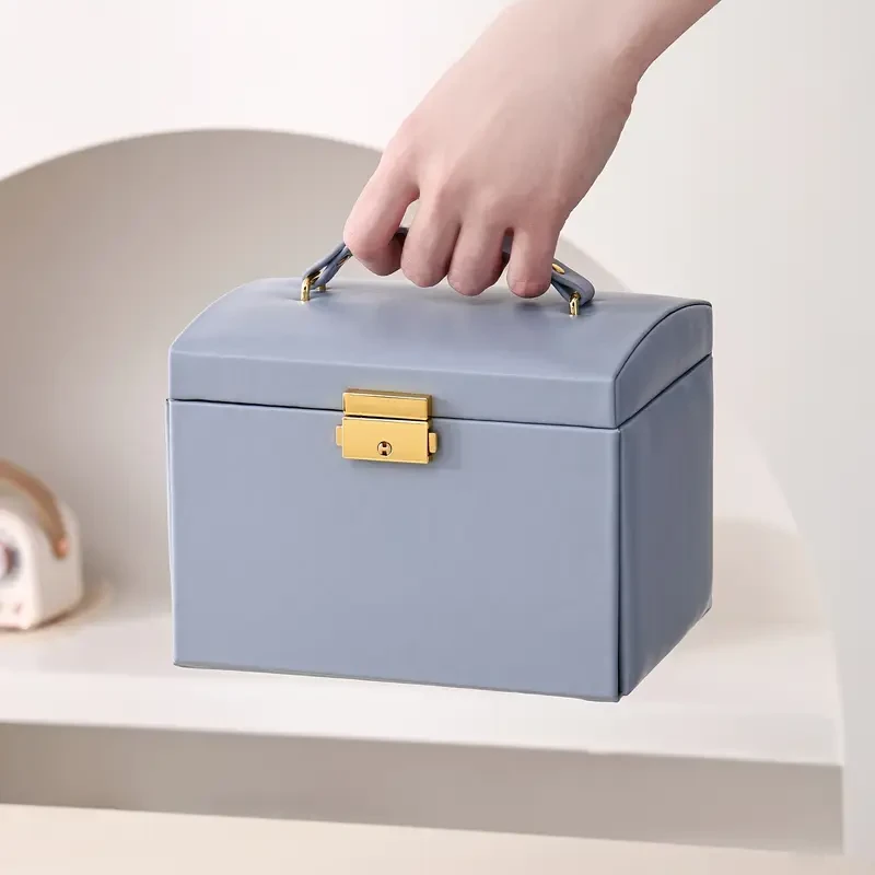 CASEGRACE Elegant Blue Faux Leather Jewelry Box