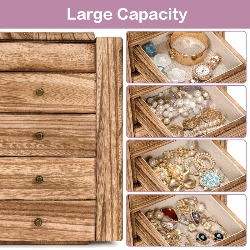 5-Layer OTCRAFT Rustic Wooden Jewelry Box