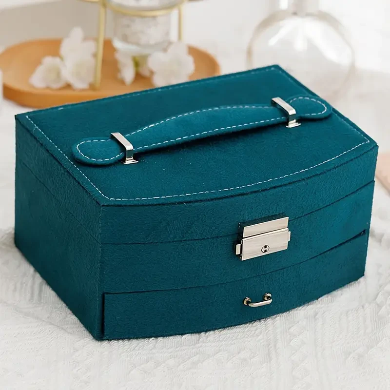 Vintage-Inspired Jewelry Organizer Box with Key Lock