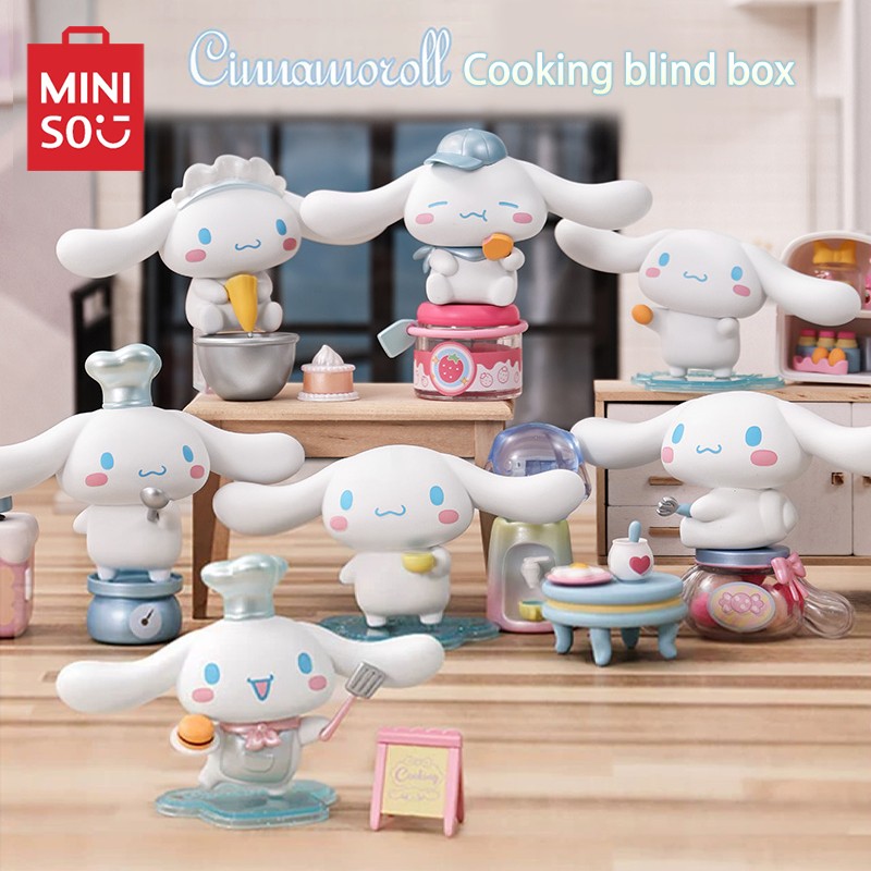 6 Boxes Cinnamoroll Cooking Blind Box  MINISO Sanrio Doll Model Decorative Ornaments for Children Toys, Birthday Gifts, Kawaii Trendy Animation