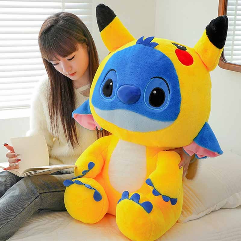 Giant Size Plush Stitch Pikachu Doll  Soft Stuffed Animal Pillow, Strawberry Bear Plush Toys, Perfect Gift for All Ages