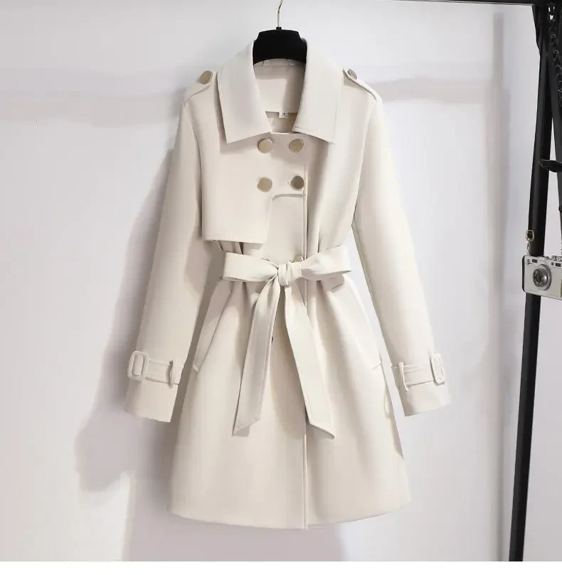 Spring And Autumn New Temperament Waist-controlled Mid-length Trench Coat