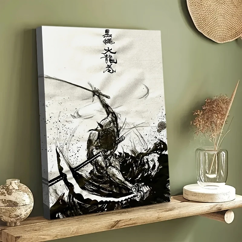 Canvas Print Poster with Wooden Frame Featuring Anime Zoro Art Premium Gallery-Wrapped Canvas Decor