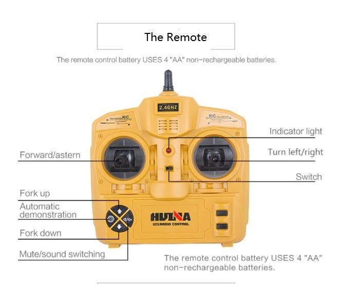 RC Alloy Forklift, HUINA 1577, 1:10, 2.4G, Rechargeable