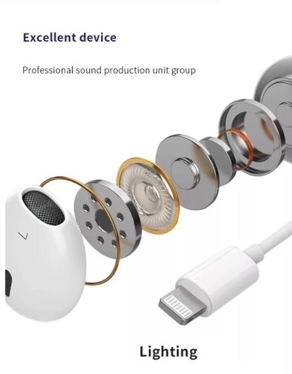 Lightning Earphone for Apple iPhones and iPads. Mega Bass. High Quality.