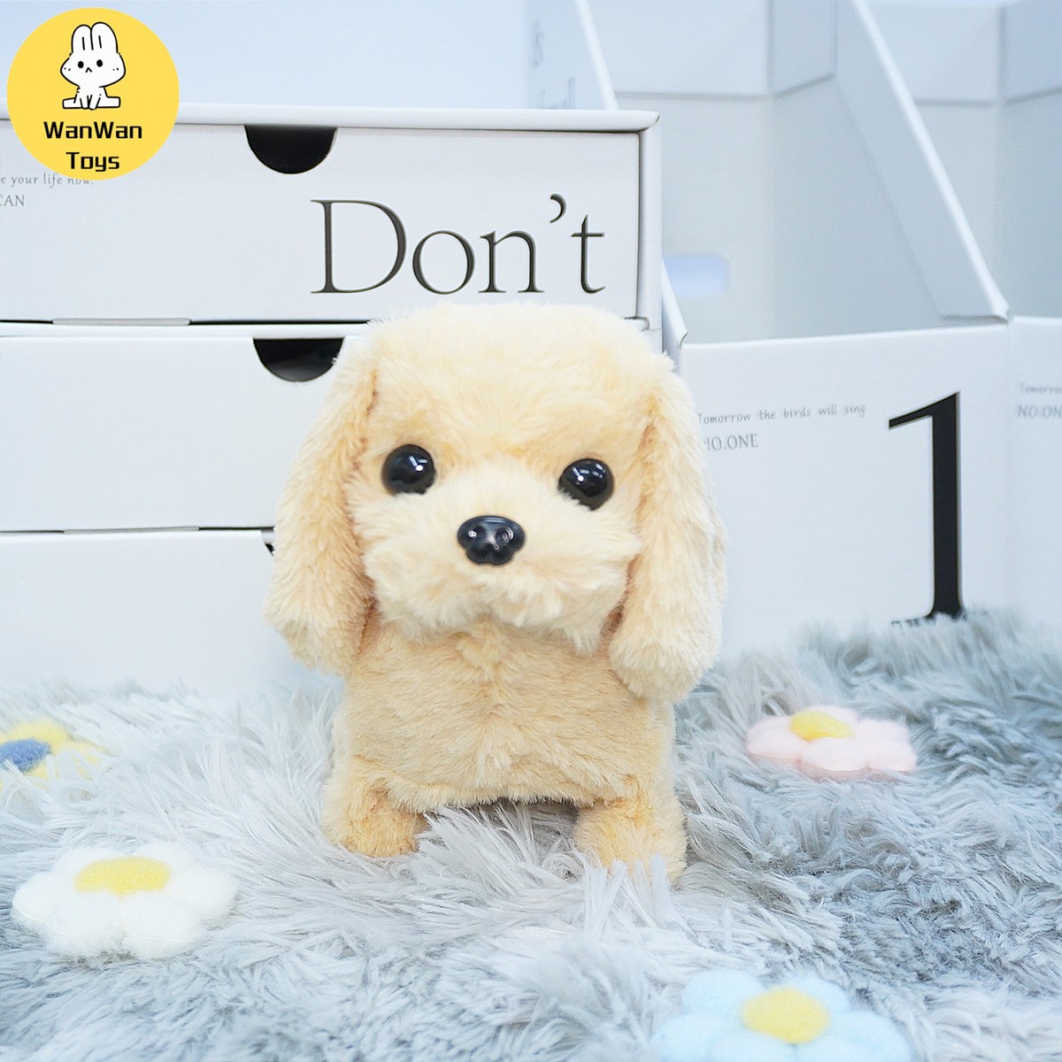 Cute Solid Color Big Dog Electric Pet Toy - Running, Barking, Nodding Companion for Kids