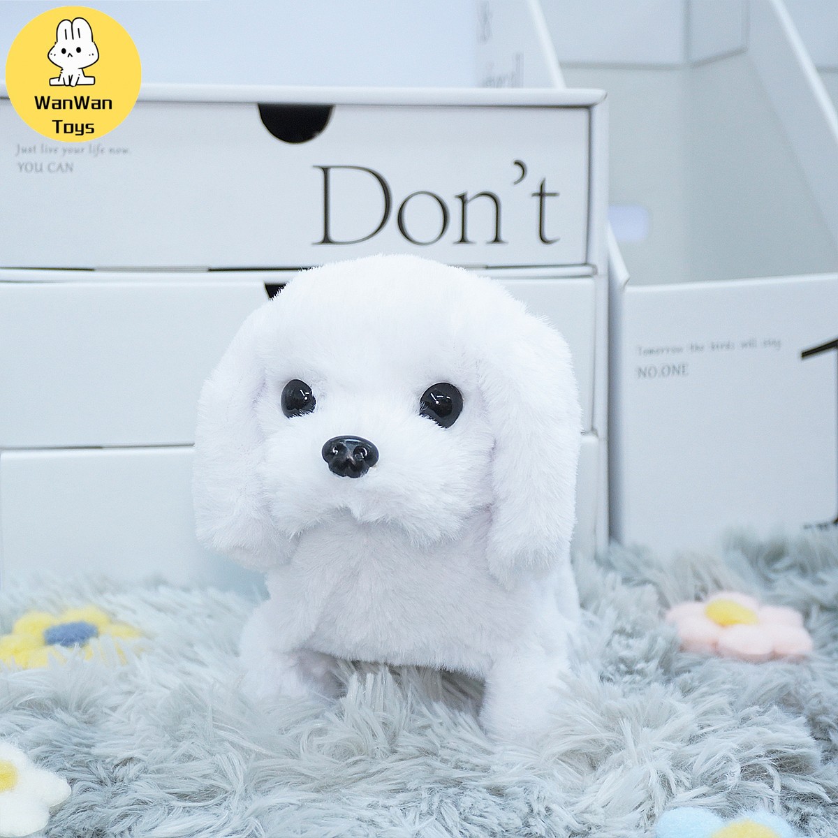 Cute Solid Color Big Dog Electric Pet Toy - Running, Barking, Nodding Companion for Kids