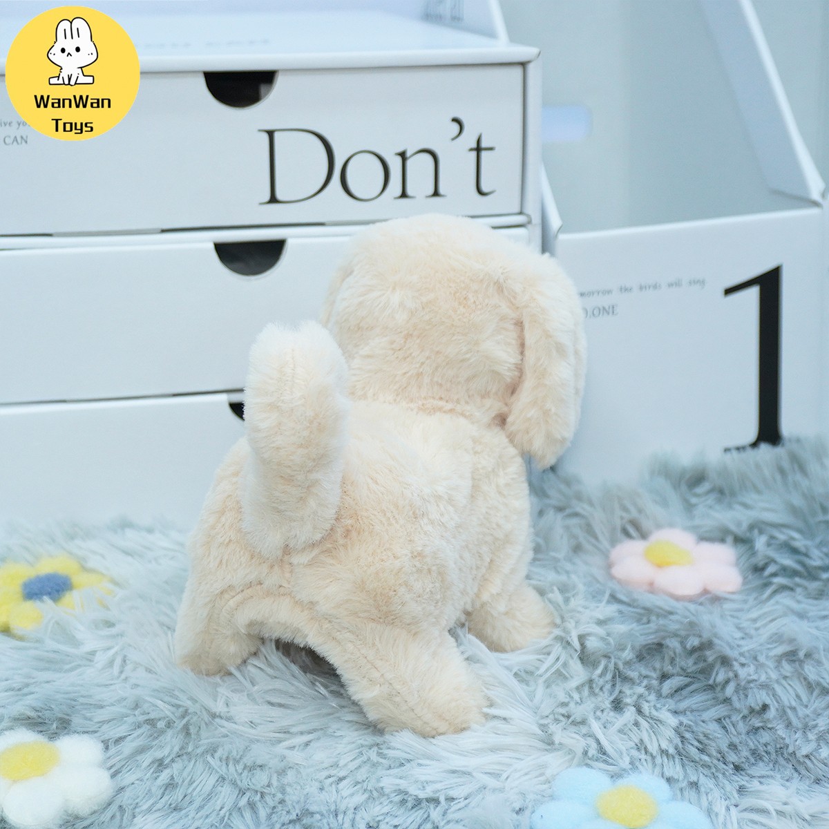 Cute Solid Color Big Dog Electric Pet Toy - Running, Barking, Nodding Companion for Kids