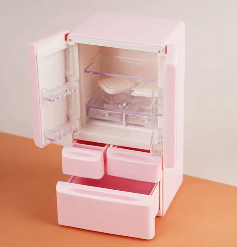 1 Set 1: 12 Playhouse Toys Doll House Cartoon Mini Refrigerator Miniature Food Play Kitchen Scene Pocket Furniture Model