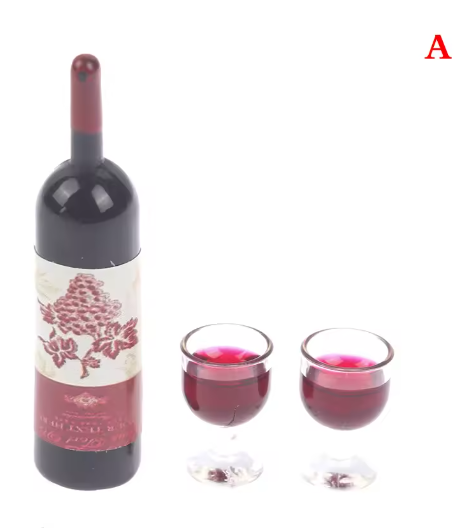 2pcs Dollhouse Miniature Vitreous Champagne Bottles Glass Liquor Bottles Mini Wine Drink For Barbies Blyth Dolls Kitchen Toy