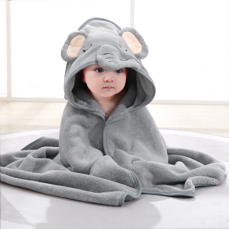 Cartoon Animal Baby Bath Towels  Soft Newborn Hooded Towel Blanket, Toddler Bathrobe