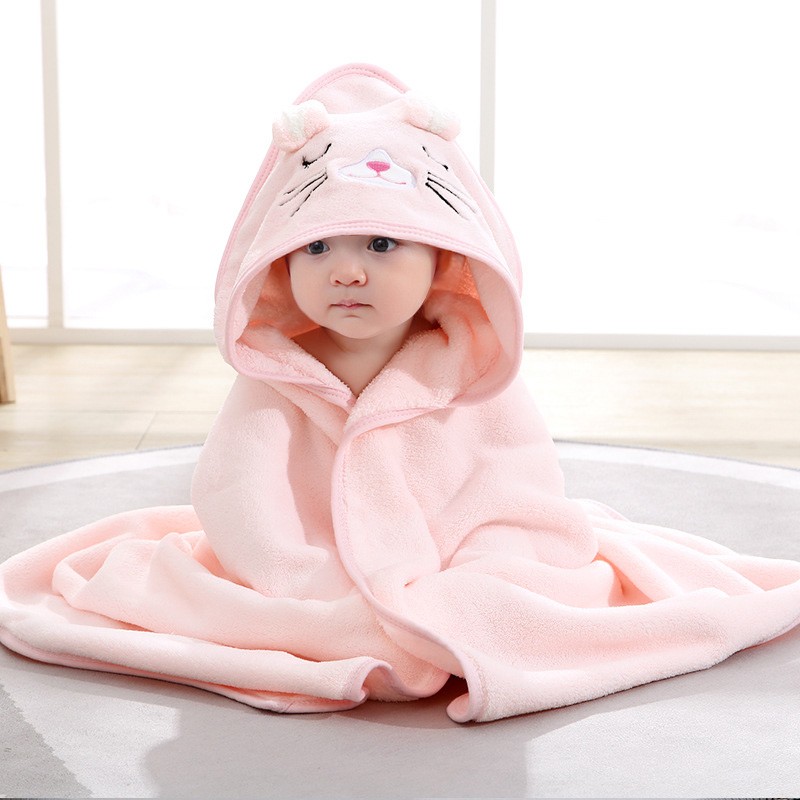 Cartoon Animal Baby Bath Towels  Soft Newborn Hooded Towel Blanket, Toddler Bathrobe