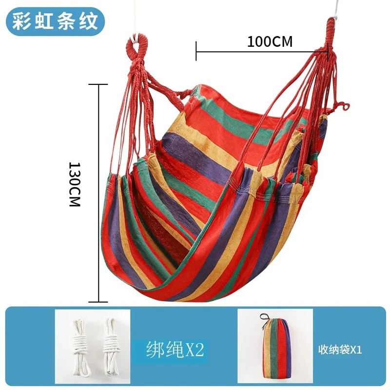 Colorful Striped Canvas Hammock Chair  Durable Indoor/Outdoor Camping Swing Seat