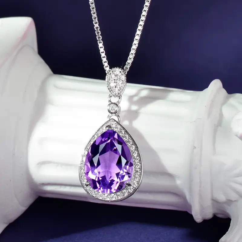 Large Amethyst Water Drop Pendant