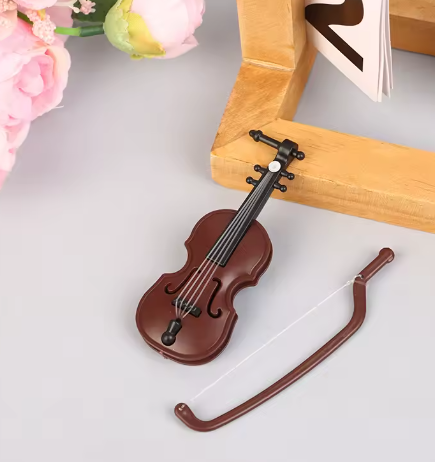 1pc Mini Miniature Violin Simulation Violin Handmade Desktop Violin Decoration Odorless Doll House Accessories
