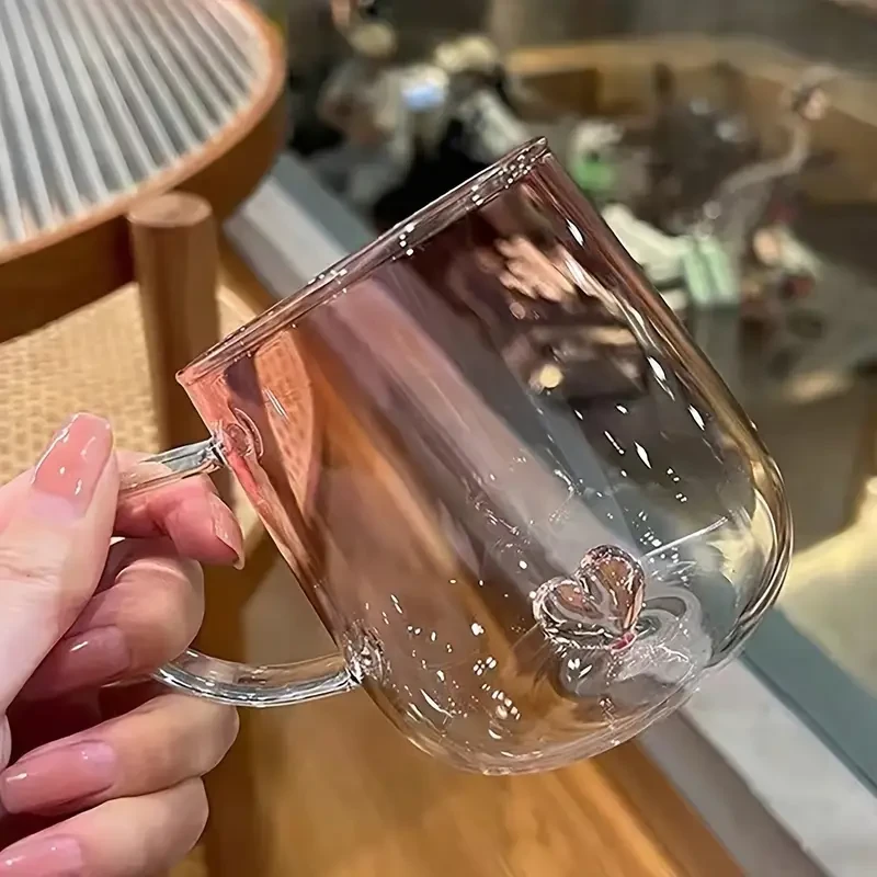 Blue Three-dimensional Love Gradient Glass Coffee Mug