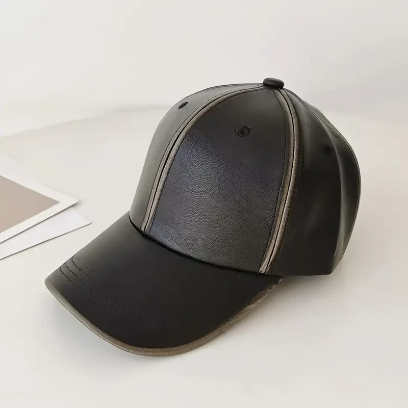 Women'S PU Leather Baseball Cap