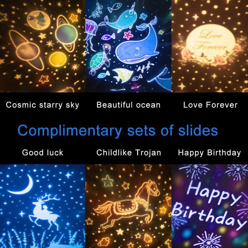 Projector Light, Rechargeable, 360 Rotation, 12 Scenes, with Music Box