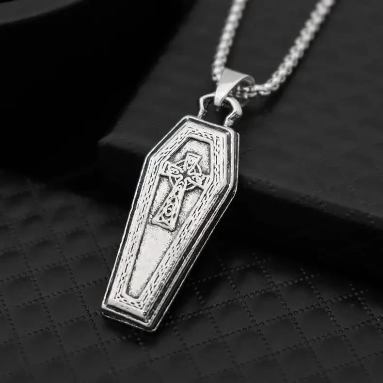 Alloy Coffin Cross Pendant Necklace