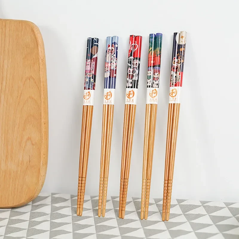 Cartoon Cute Bamboo Chopsticks Five Pairs Set Gift Box Chopsticks