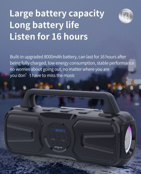 Speaker, Zealot P2, 40W, 8000mAh, With Wire Microphone,