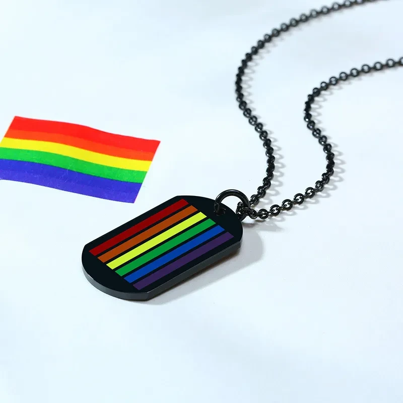Stainless Steel Rainbow Pendant Necklace