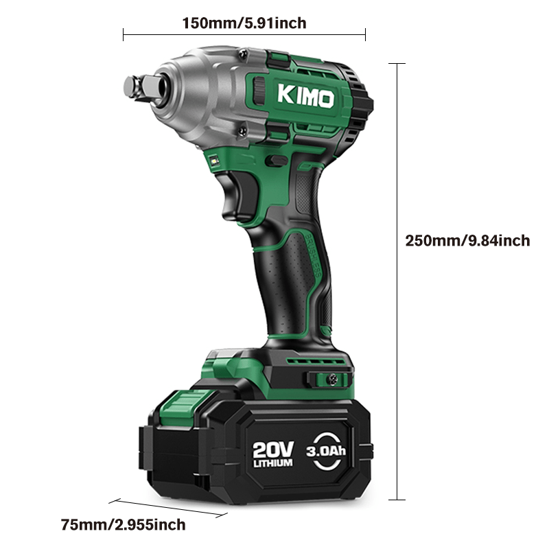 Cordless Impact Wrench, 3000 RPM & Max Torque 350 ft-lbs (475N.m), 1/2 Impact Gun with 3.0Ah Li-ion Battery, 7 Drive Impact Sockets, 1/2 Impact Driver
