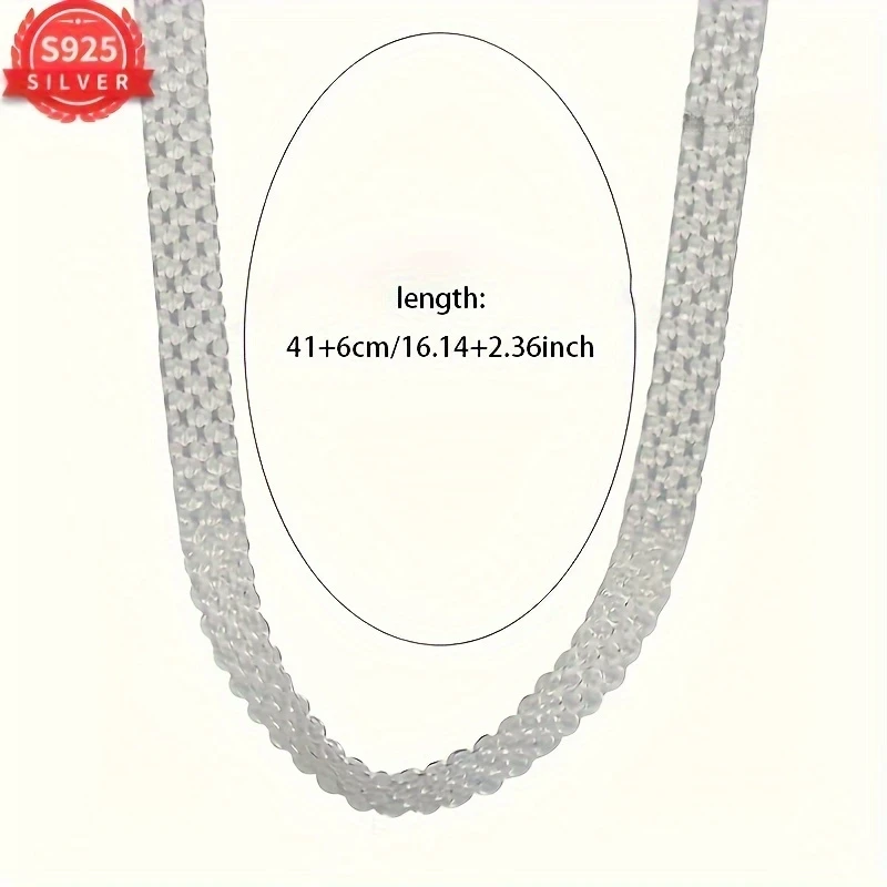 Elegant 925 Silver Womens Fashion Necklace Hypoallergenic Unique Woven Chain