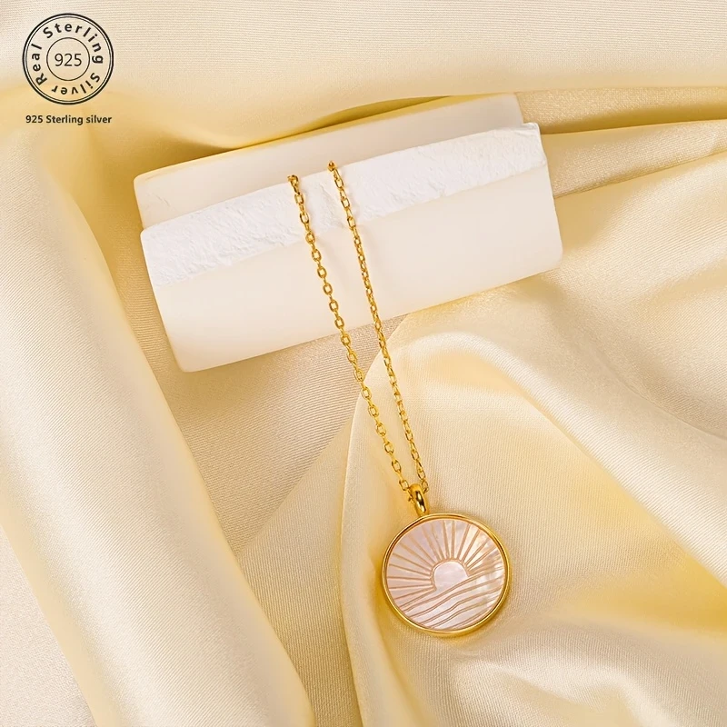 925 Sterling Silver Sunset Moment Necklace Stylish and Simple Atmosphere