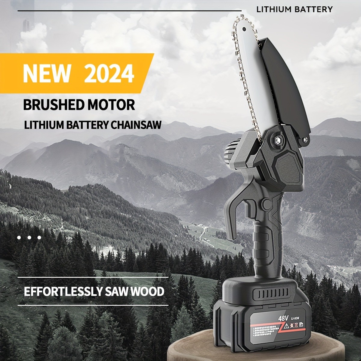 Mini Chain Saw, 6 Inch Handheld Chain Saw with Premium Splash Protection and Safety Lock, Handheld Portable Electric Chain Saw