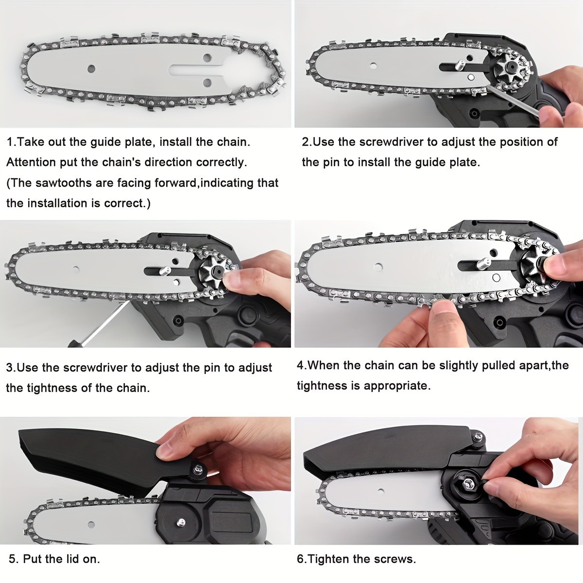 Mini Chain Saw, 6 Inch Handheld Chain Saw with Premium Splash Protection and Safety Lock, Handheld Portable Electric Chain Saw