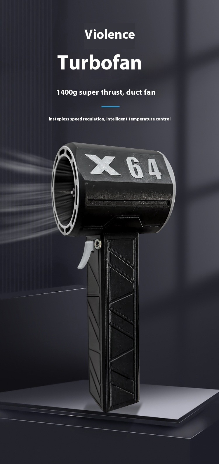 64mm Turbo Fan Wind Power Up To 1400g Handheld Portable Industrial Grade Hair Dryer Car Wash