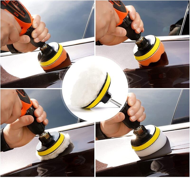 Car Polisher Buffer Cleaning Kit Polishing Waxing Buffing Sponge Pads