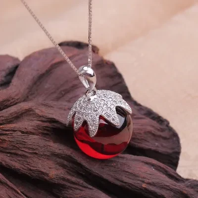 925 Silver Lady Long Pendant Garnet Crystal Pendant
